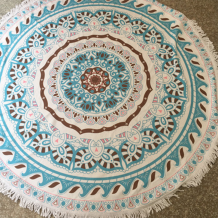 Blue Casual Party Print Tassel Patchwork Beach Mat