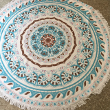 Turquoise Casual Party Print Tassel Patchwork Beach Mat