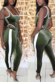 Dark green Sexy Deep V-Neck Tight-Fitting Hip Pleuche Tracksuit