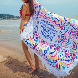 Red Casual Party Print Tassel Split Joint Beach Mat