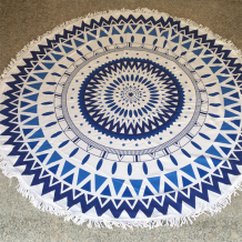 Colorful Blue Casual Party Print Tassel Patchwork Beach Mat