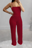 Black Sexy Solid Backless Spaghetti Strap Skinny Jumpsuits
