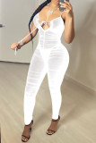 Black Fashion Sexy Solid See-through Backless Spaghetti Strap Skinny Jumpsuits