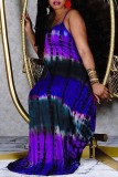 Purple Fashion Casual Plus Size Print Basic Spaghetti Strap Sleeveless Dress