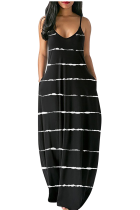 Black Casual Print Split Joint Spaghetti Strap Printed Dress Plus Size Dresses