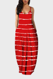 Red Casual Print Patchwork Spaghetti Strap Printed Dress Plus Size Dresses