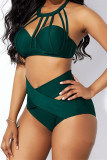 Green Fashion Sexy Solid Hollowed Out Swimwears