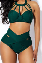 Green Fashion Sexy Solid Hollowed Out Swimwears