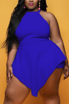 Blue Sexy Fashion Sleeveless Plus Size Romper