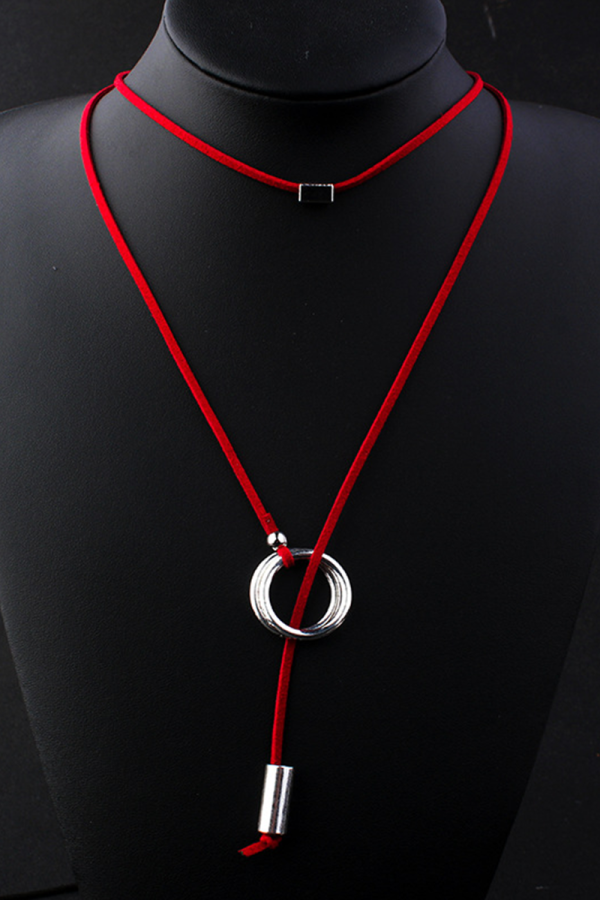 Red Punk Patchwork Metal Accessories Decoration Necklaces