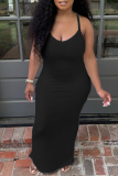 Black Sexy Casual Solid Backless Spaghetti Strap Sleeveless Dress Dresses
