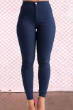Navy Street Solid Zipper Skinny Mid Waist Pencil Solid Color Bottoms