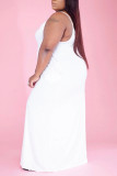 White Fashion Casual Solid Backless Spaghetti Strap Sleeveless Dress