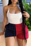 Red Fashion Casual Solid Split Joint Regular High Waist Shorts