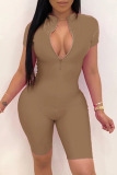 Army Green Fashion Celebrities adult Ma'am O Neck Solid Plus Size