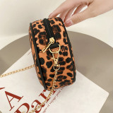 Orange Fashion Casual Print Leopard Chains Messenger Bag