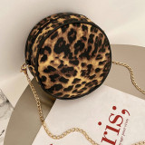 Apricot Fashion Casual Print Leopard Chains Messenger Bag