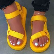 Yellow Fashion Casual Patchwork Solid Color Comfortable Flat Sandals