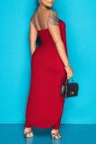 Red Sexy Casual Solid Backless Strapless Sleeveless Two Pieces