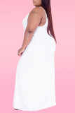 Pink Sexy Casual Plus Size Solid Backless Spaghetti Strap Sleeveless Dress
