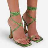 Green Sexy Street Hollowed Out Patchwork Opend Out Door Shoes