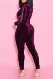 Black Sexy Patchwork Mesh Half A Turtleneck Skinny Jumpsuits