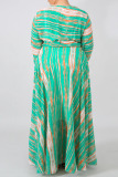 Tangerine Elegant Print Bandage Split Joint V Neck Printed Dress Dresses