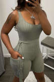 Grey Sexy Solid Split Joint O Neck Skinny Jumpsuits