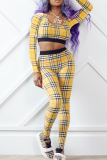 Purple Casual Plaid Patchwork O Neck Long Sleeve Two Pieces