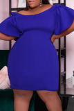 Blue Sexy Solid Split Joint Off the Shoulder Straight Dresses