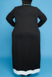 Black Casual Solid Bandage Patchwork U Neck Vest Dress Plus Size Two Pieces