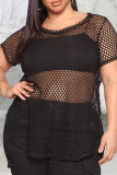 Black Fashion Sexy Solid Hollowed Out See-through Swimwears Cover Up