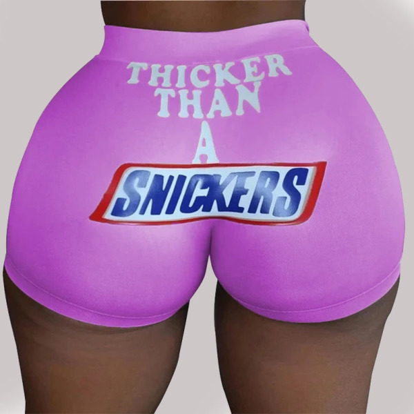 purple Milk Silk Elastic Fly Mid Print pencil shorts Bottoms
