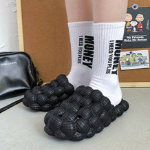 Black Casual Living Hollowed Out Solid Color Slippers