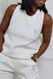 White Fashion Casual Striped Patchwork Zipper O Neck Plus Size Tops