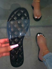 Black Fashion Casual Split Joint See-through Comfortable Slippers