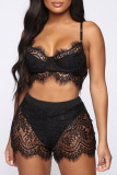 Black Fashion Sexy Solid Patchwork Lingerie