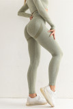 Army Green Casual Sportswear Solid Basic High Waist Yoga Trousers