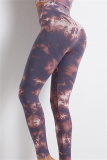 Fuchsia Casual Sportswear Print Basic High Waist Yoga Trousers