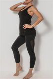 Black Casual Sportswear Solid Backless Yoga Vest Top