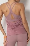 Green Casual Sportswear Solid Backless Yoga Vest Top