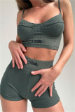 Green Sexy Sportswear Solid Patchwork Backless Two-piece Set
