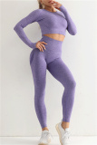 Purple Casual Sportswear Solid Split Joint High Waist Skinny Trousers