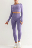 Purple Casual Sportswear Solid Split Joint High Waist Skinny Trousers