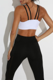 Black And White Sexy Sportswear Patchwork Hollowed Out Backless Vest Top