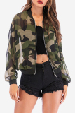 Camouflage Fashion Camouflage Print See-through Outerwear
