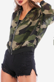 Camouflage Fashion Camouflage Print See-through Outerwear