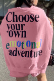 Pink Casual Street Letter Print O Neck Long Sleeve Two Pieces