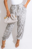 Grey Casual Print Patchwork Loose High Waist Straight Full Print Bottoms