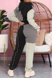 Khaki Casual Sportswear Solid Split Joint Zipper Hooded Collar Long Sleeve Two Pieces